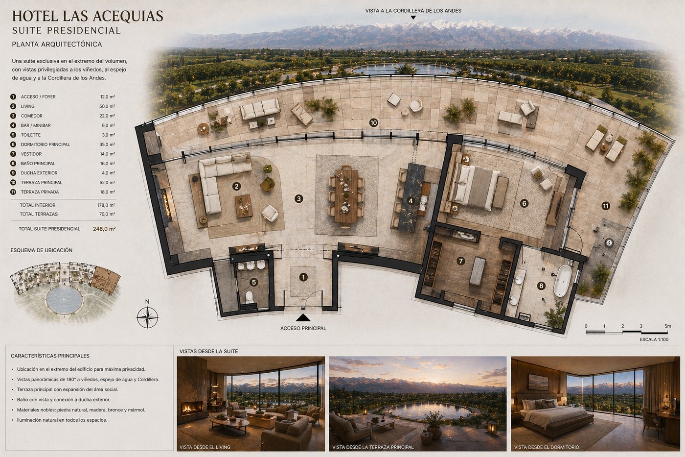 Planta conceptual de suite presidencial
